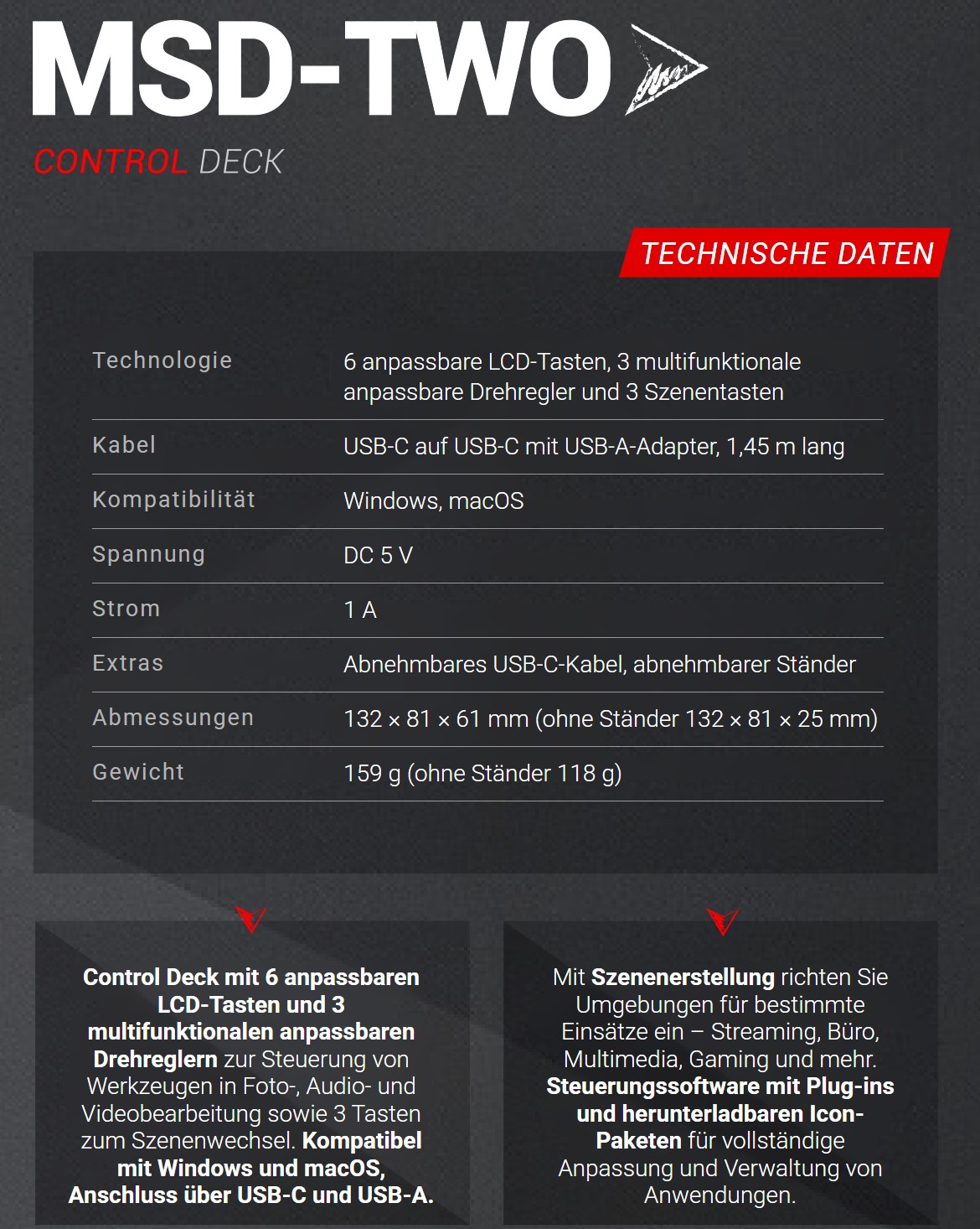 Mars Gaming MSD-TWO – Technische Daten im Überblick