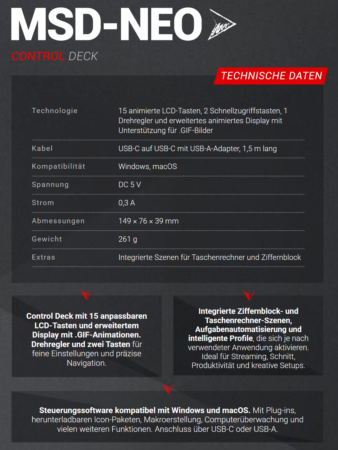 Mars Gaming MSD-NEO – Technische Daten im Überblick