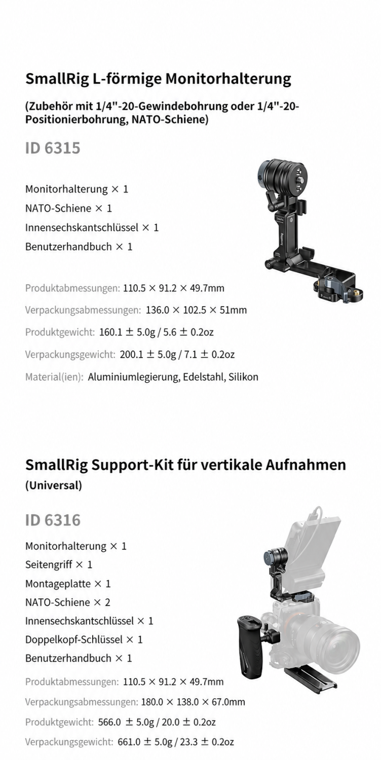 SmallRig Monitor Support 6314 – německá infografika 10