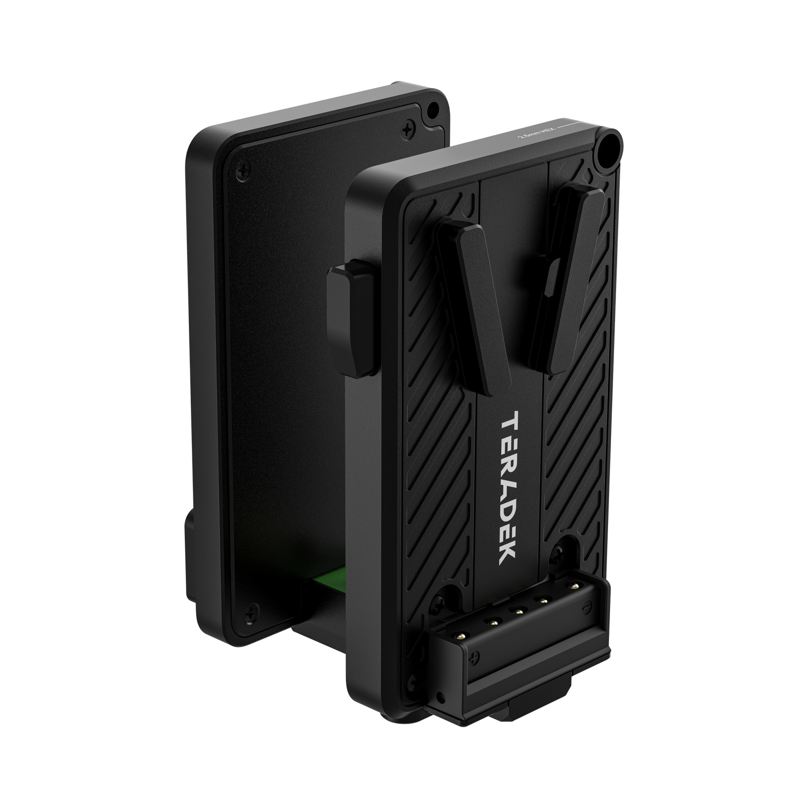 Teradek Bolt 7 Battery Cradle TX V-Mount in vorderer Dreiviertelansicht