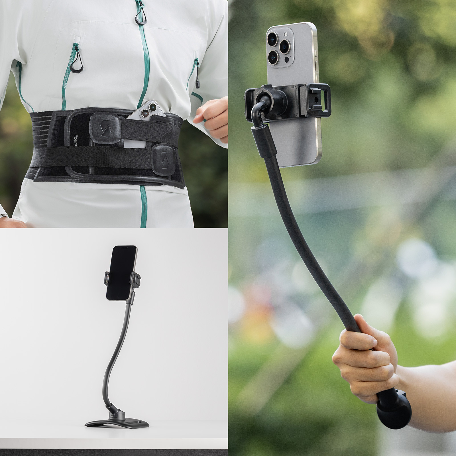 SmallRig WS-W1 an der Hüfte, auf dem Tisch und in der Hand