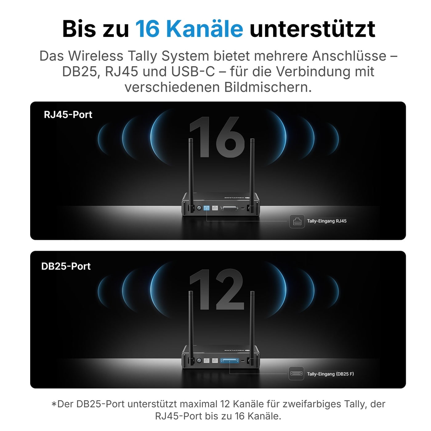 Hollyland HL-TCB04 Tally-Kabel DB25 Stecker – DB9 Stecker – Bis zu 12 Kanäle über DB25