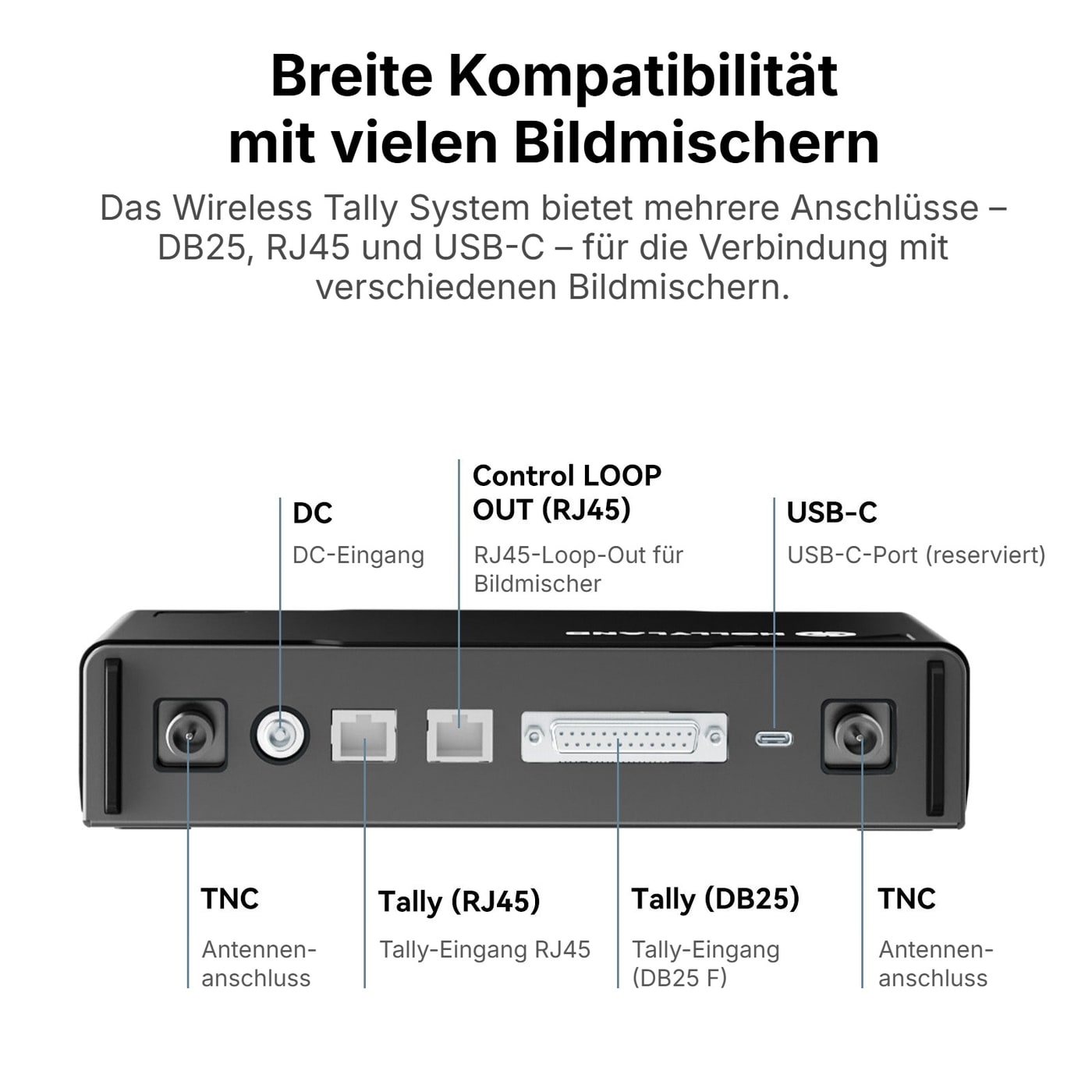 Hollyland HL-TCB04 Tally-Kabel DB25 Stecker – DB9 Stecker – Tally-Eingang (DB25) der Tally-Station