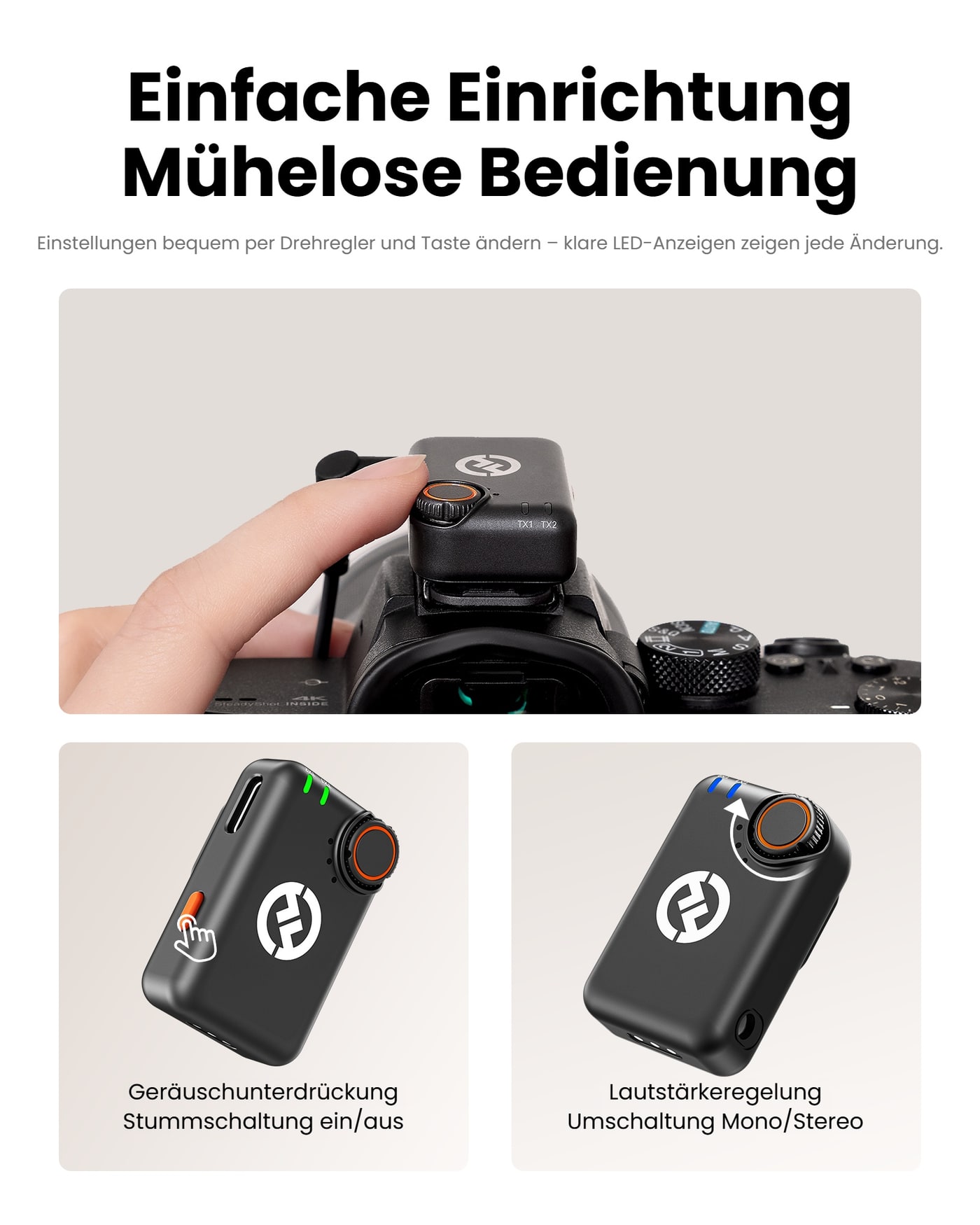 Hollyland LARK M2S Kamera-Empfänger (Space Gray) – Einfache Bedienung