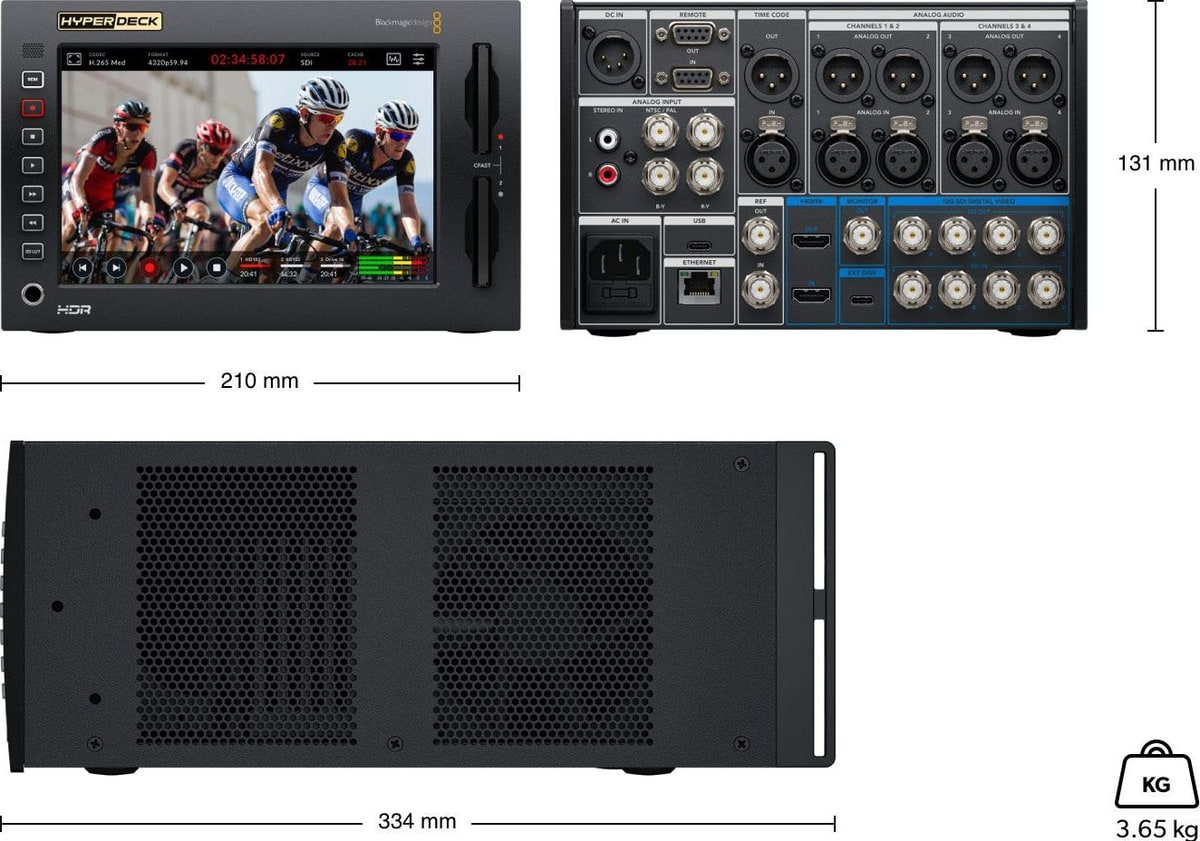 HyperDeck Extreme 8K HDR – Abmessungen und Gewicht