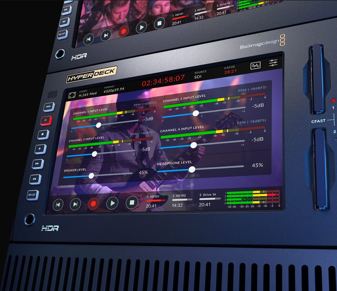 HyperDeck Extreme 8K HDR – Mehrkanal-Audio über SDI und analog