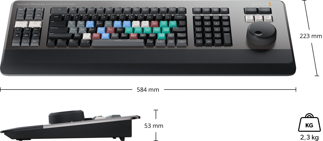 DaVinci Resolve Editor Keyboard – Abmessungen und Gewicht