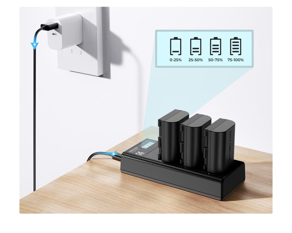 Drei Akkus mit je 2250 mAh