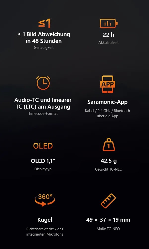 Technische Daten des Saramonic TC-NEO