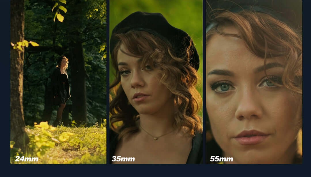 Sirui Nightwalker 24 mm T1,2 S35 manuelles Cine-Objektiv (Fujifilm X, Schwarz) – 24 mm im Trio 24, 35 und 55 mm