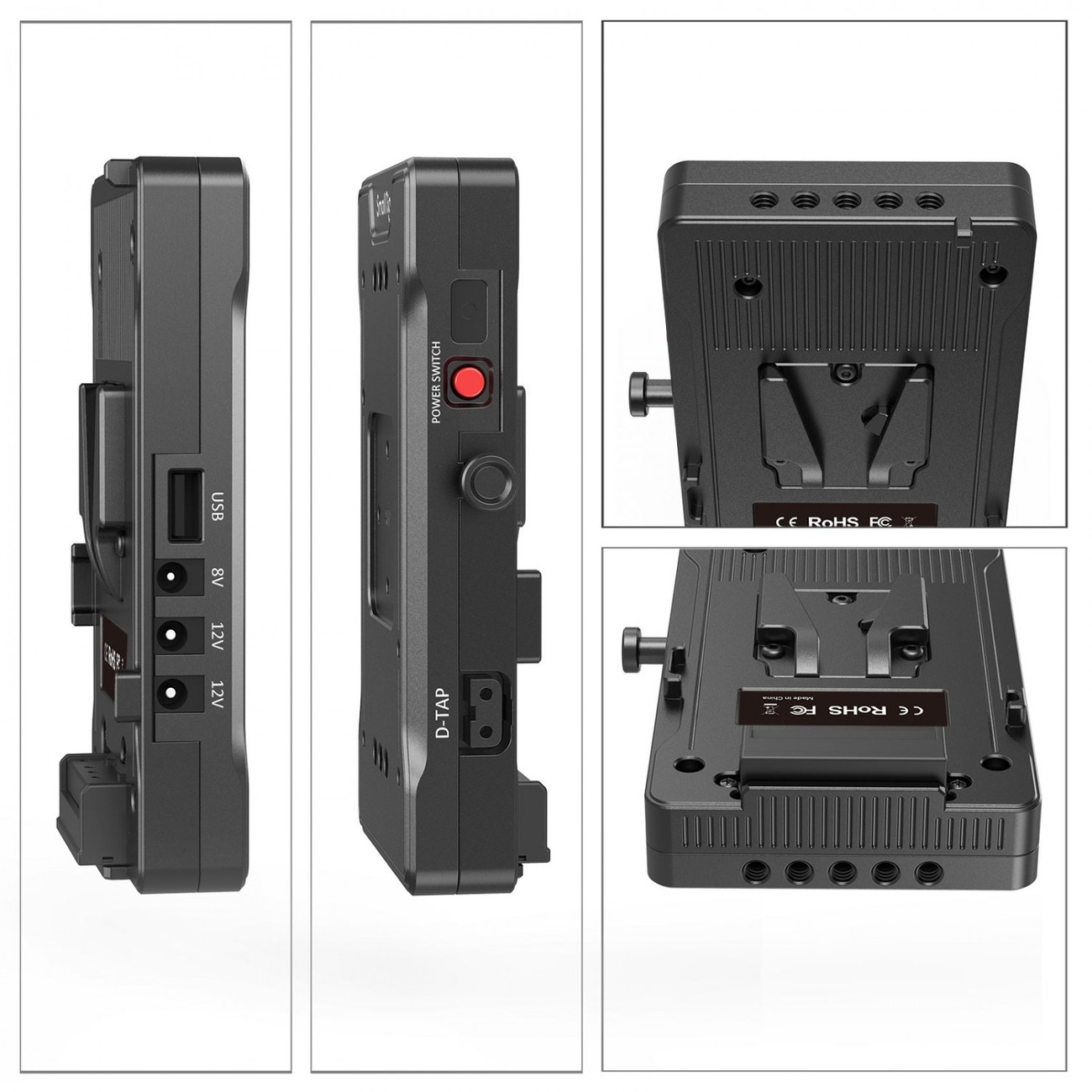 V Mount Battery Adapter Plate with Dual 15mm Rod Clamp 3203