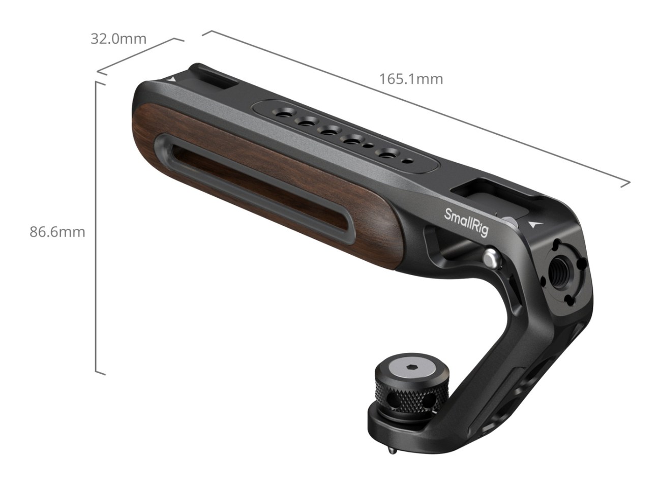 Wooden Top Handle with 1/4''-20 and ARRI 3/8''-16 Locating Screw