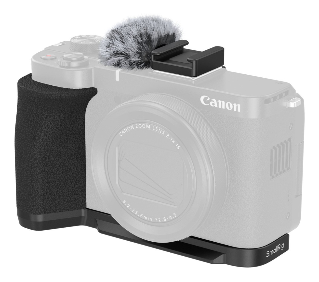 L-Shaped Mount Plate with Handle for Canon PowerShot V1 (Black)