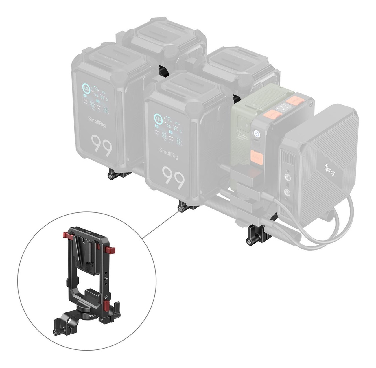Rotatable V-Mount Battery Plate with Dual V-Locks and 15mm Dual Rod Clamp