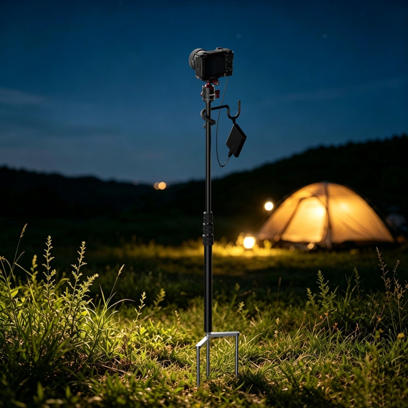 Monopod with Triple Ground Spikes and Panoramic Ball Head with Arca-Swiss Plate