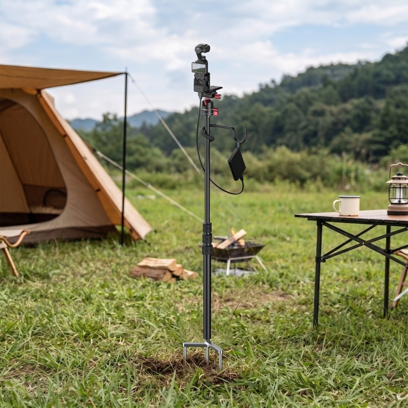 Monopod with Triple Ground Spikes and Panoramic Ball Head with Arca-Swiss Plate