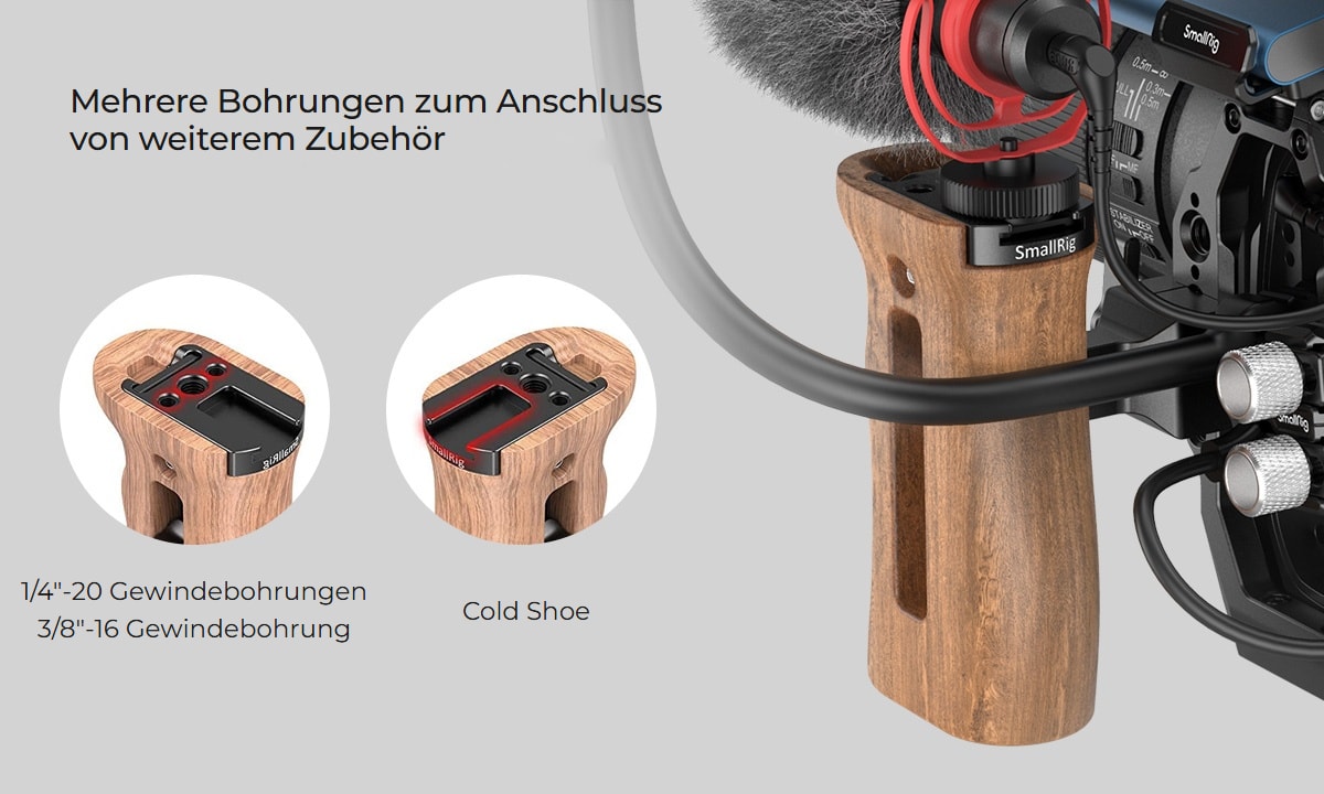 SmallRig Wooden Side Handle with NATO Clamp 2187C