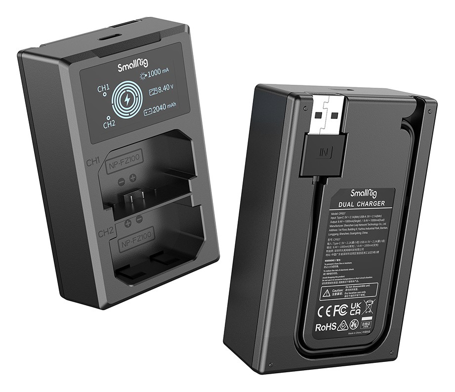 SmallRig NP-FZ100 Camera Battery and Charger Kit 3824B – Integriertes USB-A-Kabel