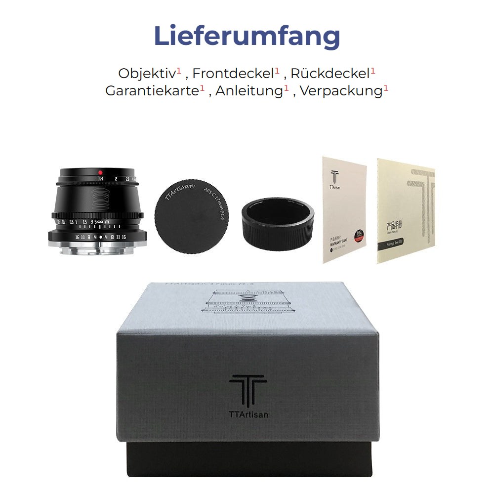 TTArtisan APS-C 35mm F1.4 – Inhalt der Verpackung