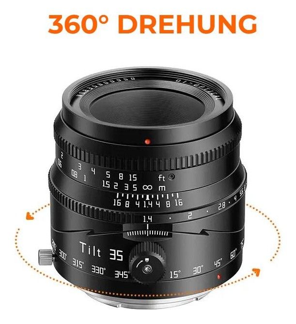 TTArtisan APS-C Tilt 35mm F1.4 – Neigung bis 8° und Drehung um 360°