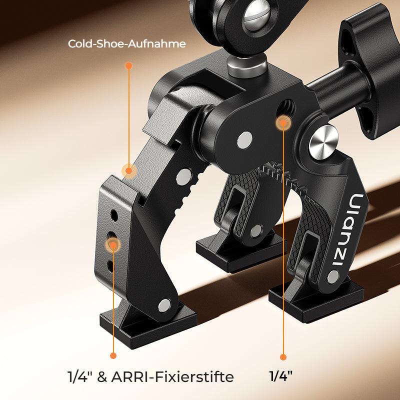 Ulanzi CO78 Super Clamp – Cold shoe, závit 1/4″ a kolíky ARRI