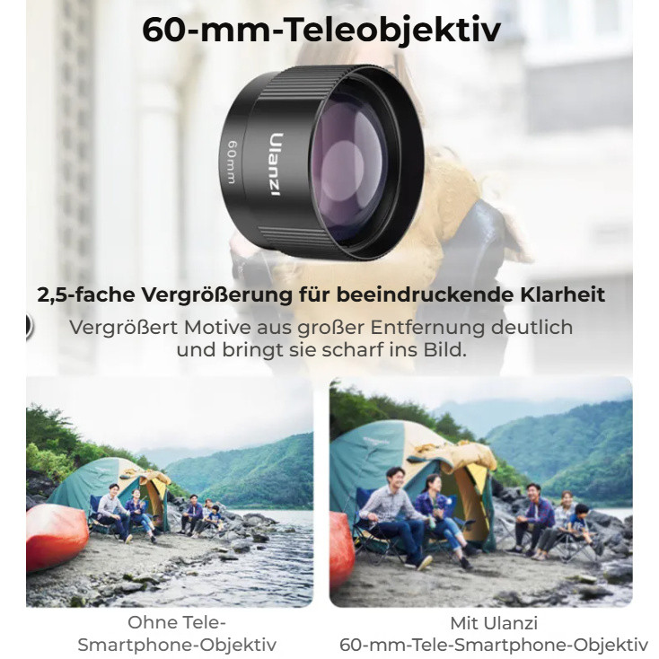 Ulanzi CL-006 60mm Telephoto Phone Lens – Pravé 2,5násobné zvětšení