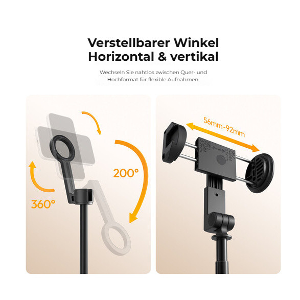Ulanzi SK27 selfie tyč se svorkou – Svorka pro telefony 56–92 mm