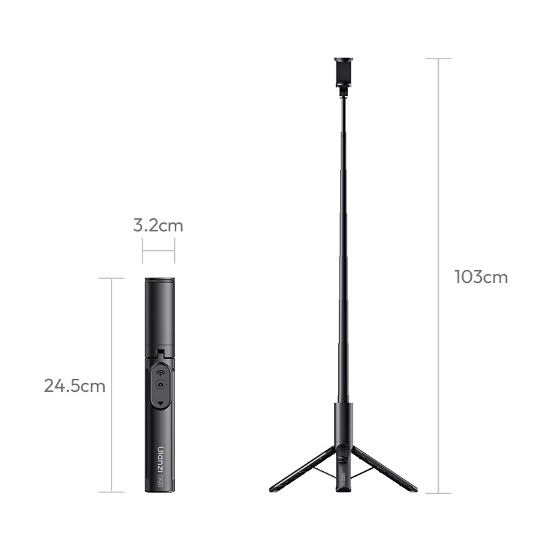 Ulanzi SK26 Portable Selfie Stick Tripod – Rozměry verze se svorkou