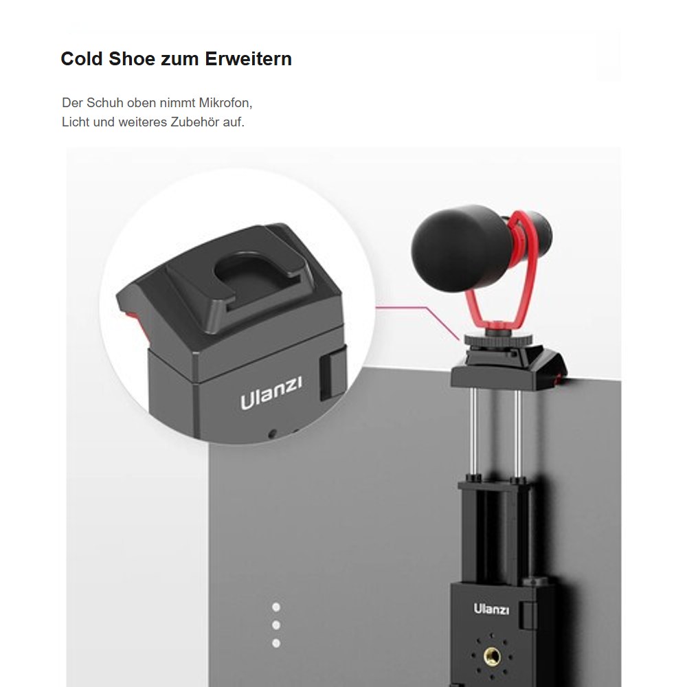 Ulanzi ST-29 držák telefonu a tabletu na stativ – Cold shoe pro mikrofon nebo světlo