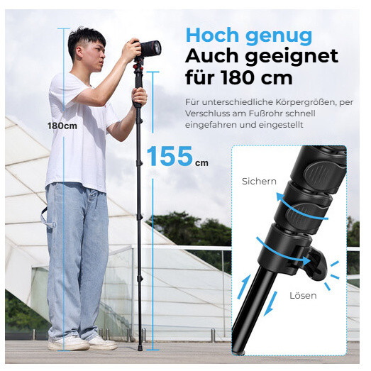 Ulanzi TB12 hliníkový monopod – Dost vysoký i pro výšku 180 cm