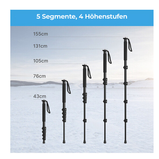 Ulanzi TB12 hliníkový monopod – Pět sekcí a čtyři stupně výšky