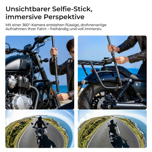 Ulanzi VL03 neviditelná selfie tyč na motorku – Tyč zmizí ze záběru