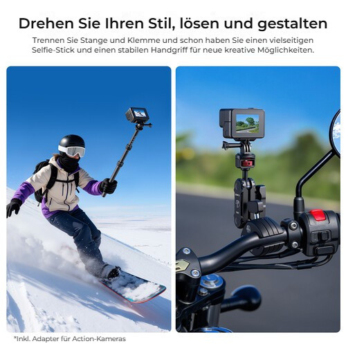 Ulanzi VL03 neviditelná selfie tyč na motorku – Odpojte a tvořte