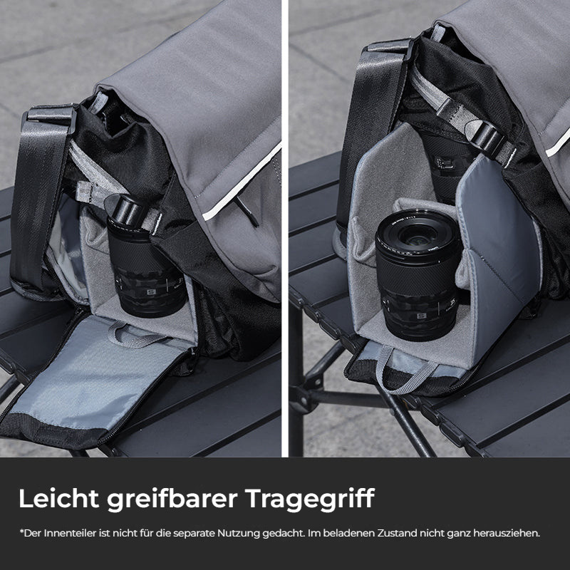 Ulanzi TE88 Camera Shoulder Bag – Horní madlo a vyjímatelná přepážka