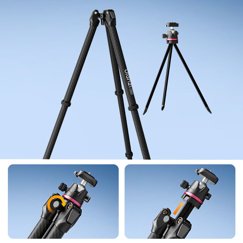 Ulanzi TZ01 Versatile 2-in-1 Carbon Fiber Tripod – Design 2 v 1 s mini stativem