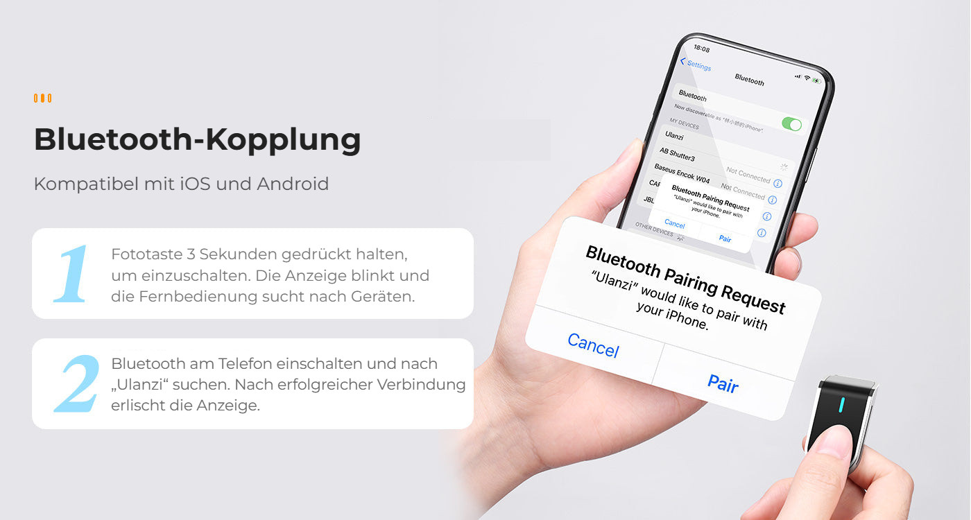Ulanzi MA09 selfie tyč – Párování Bluetooth