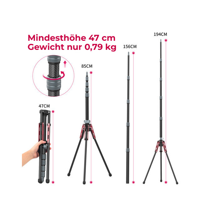 Ulanzi MT-49 karbonový stativ – Od 47 cm do 194 cm