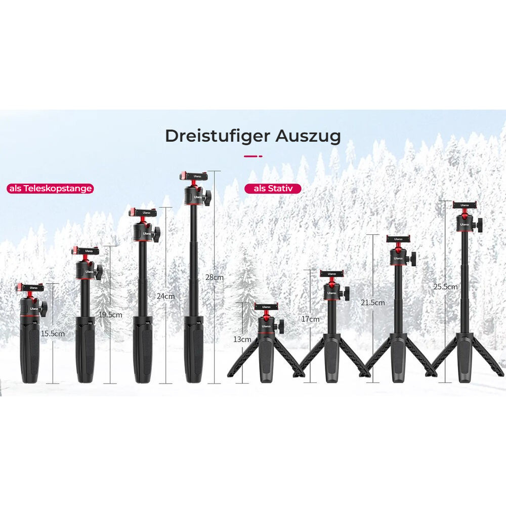 Ulanzi MT-50 V2 pro DJI Action – Tyč i stativ ve třech výškách